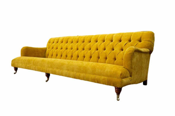 Design Chesterfield Chesterfield Textile Yellow 5 Seater Couch Upholstery new