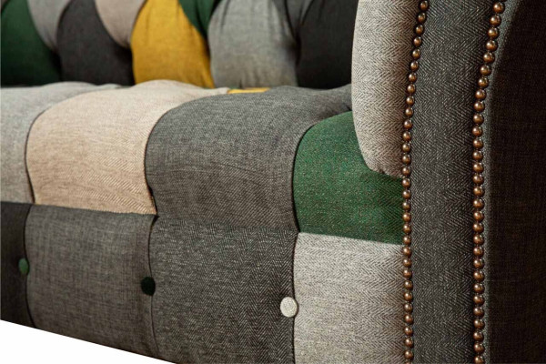 Classic Design Chesterfield Fabric Sofa 3 Seater Seat Couches Sofas Upholstery