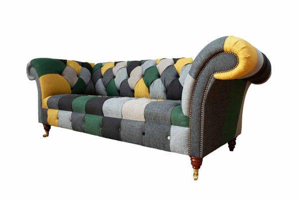 Classic Design Chesterfield Fabric Sofa 3 Seater Seat Couches Sofas Upholstery