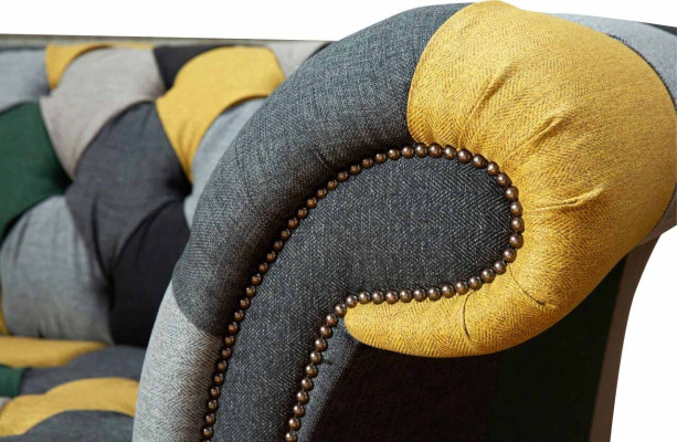 Classic Design Chesterfield Fabric Sofa 3 Seater Seat Couches Sofas Upholstery