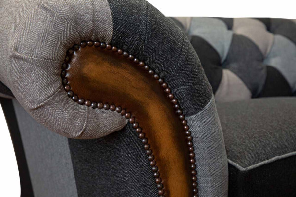 Design Upholstery Sofa 3 Seater Couch Luxury Classic Textile Chesterfield