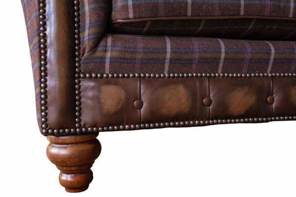 Chesterfield 1 Seater Couch Upholstery Seat Textile Fabric Couches Luxury Sofa