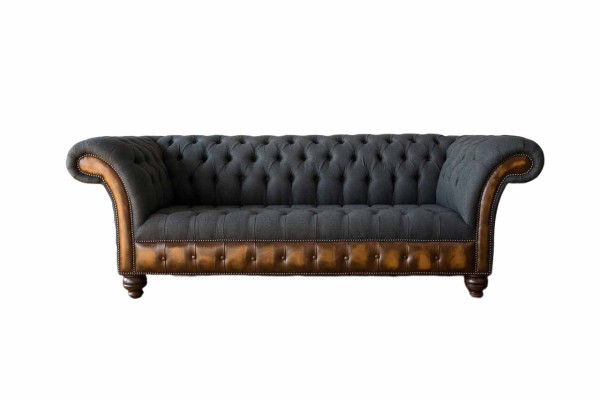 Design Black Sofa 3 Seater Chesterfield Fabric Couch Sofa Upholstery new