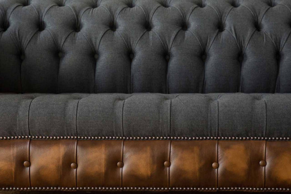 Design Black Sofa 3 Seater Chesterfield Fabric Couch Sofa Upholstery new