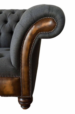Design Black Sofa 3 Seater Chesterfield Fabric Couch Sofa Upholstery new