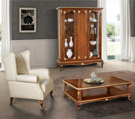 Classic Display case Furniture Living room set Wardrobe with Coffee table Display case Italy