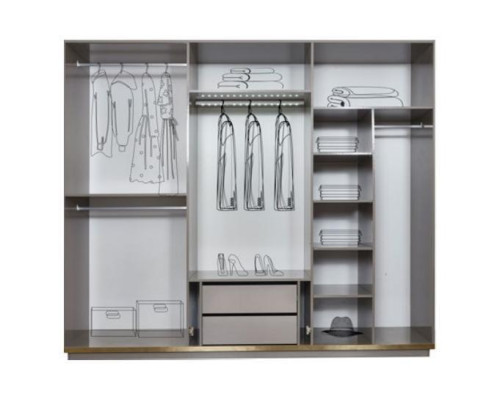 Luxury bedroom furniture Double bed Bedside tables Gray 4-piece Wardrobe Bed