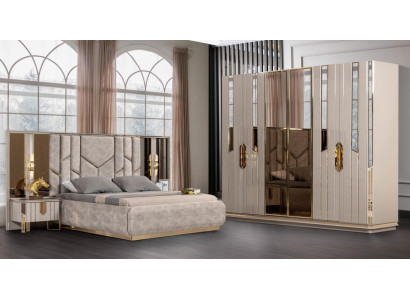 Suite Bedroom Double bed Bed Bedside tables Beige 4-piece Wardrobe