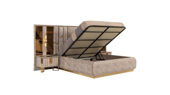 Suite Bedroom Double bed Bed Bedside tables Beige 4-piece Wardrobe