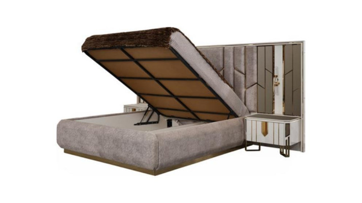 Suite Bedroom Double bed Bed Bedside tables Beige 4-piece Wardrobe