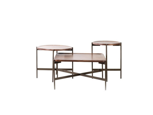 Living room Set 3pcs Modern Furniture Coffee table with 2x Side table Design