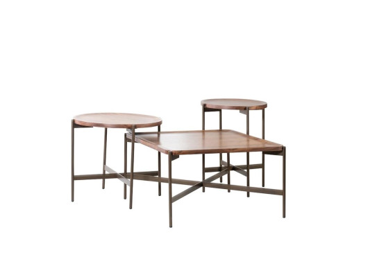 Living room Set 3pcs Modern Furniture Coffee table with 2x Side table Design