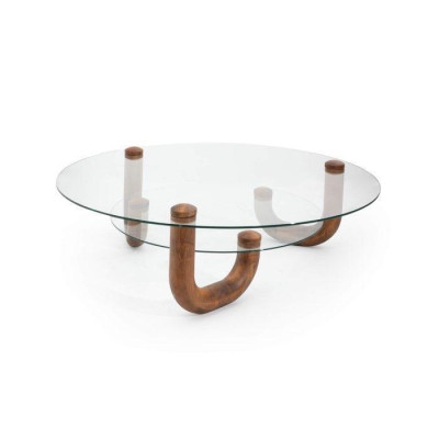 Luxurious Wood Coffee table with glass top Stylish Furniture for Living room