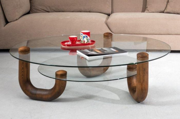 Luxurious Wood Coffee table with glass top Stylish Furniture for Living room