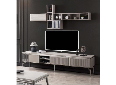 Sideboard TV-cabinet Lowboard Shelves TV Stand Wardrobe Wood Gray Wall unit