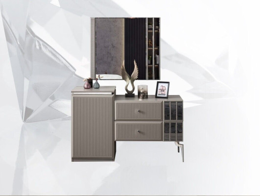 Dressing table Dressing table Console table Mirror Wood Gray Bedroom