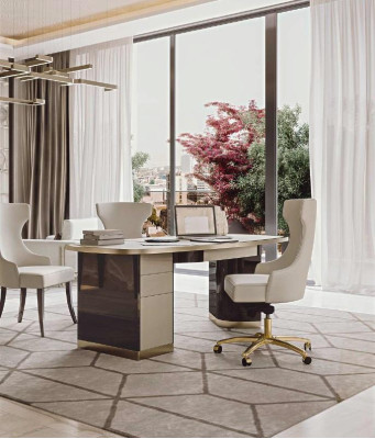 Desk 2 Chairs Swivel Armchair Study room Italian Furniture Set 4pcs