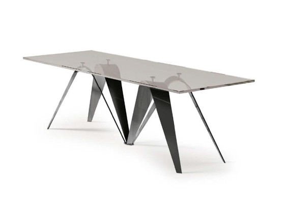 Table Dining table Living room Dining room table stainless steel Glass Furniture Italy Bizzotto