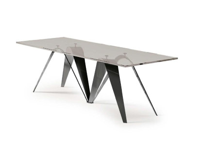 Table Dining table Living room Dining room table stainless steel Glass Furniture Italy Bizzotto