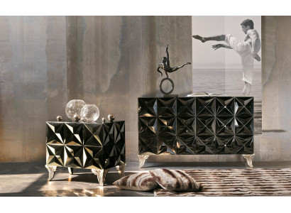 Luxury bedroom set 2 pieces. Bedside table Chest of drawers Solid wood Italian Furniture