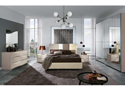 Suite Set 6-piece Bedroom Bed Bedside table Chest of drawers Mirror Wardrobe