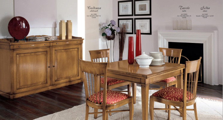 Dining room set Table 4x Chairs Table set Group Suite Set Italy Wood