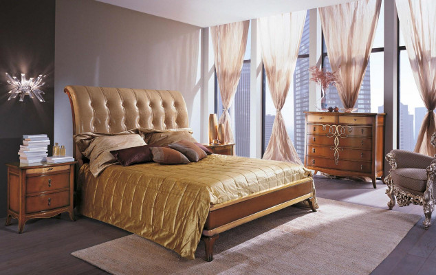 Bedroom Brown Modern Double bed Furniture Bed Beds Bed Frame Wood Double