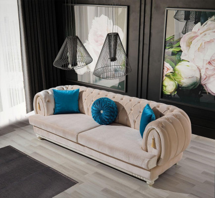 Beige Sofa set 3+2+1 Seater Luxury Upholstery Couches Stylish Furniture