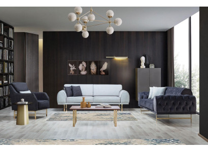 Black & White Couch Set 3+3 Seater Stylish Single Seater Armchair Sofas