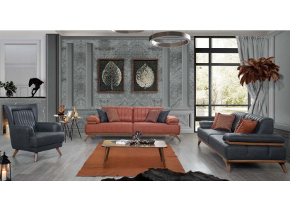 Designer Living room Suite Imitation leather Sofas Leather Armchairs 3-piece Furniture Set