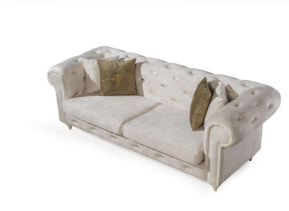 White 2-Seater Designer Chesterfield Sofa Luxury Living room 2-seater couch