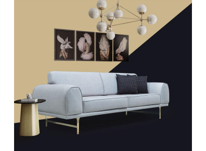 Gray Modern 3-Seater Designer Living room Couch Luxury Upholstered Sofa