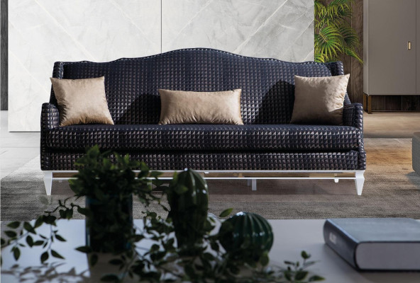 Designer sofa 3-seater living room sofas gray couches luxury textile sofas new