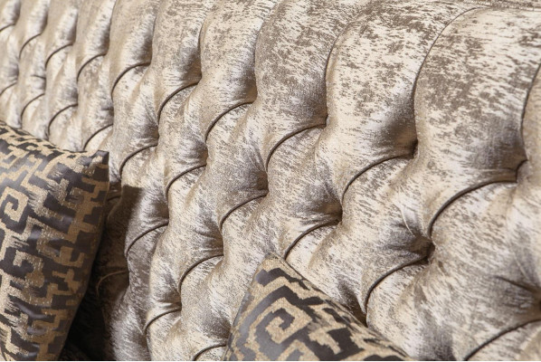 Beige 3-seater textile sofa Chesterfield three-seater upholstery couches 3-seater