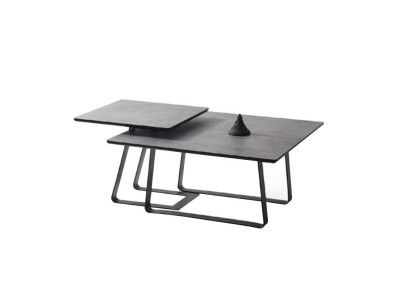 Group Coffee table Side table Coffee table Gray 2-piece Set Table Wood