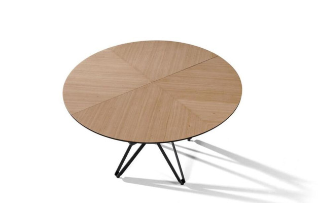 Round Dining room table Extendable Modern Kitchen Table Wood Brown