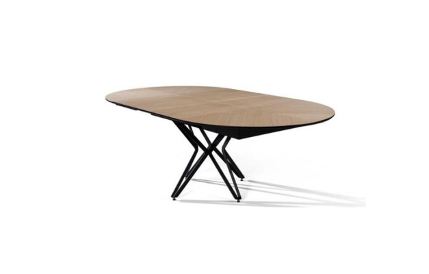 Round Dining room table Extendable Modern Kitchen Table Wood Brown