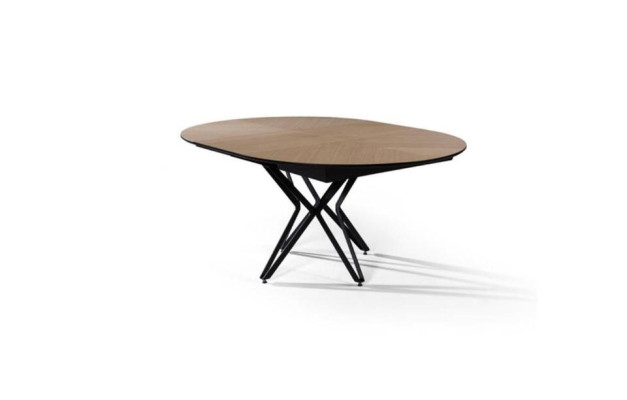 Round Dining room table Extendable Modern Kitchen Table Wood Brown