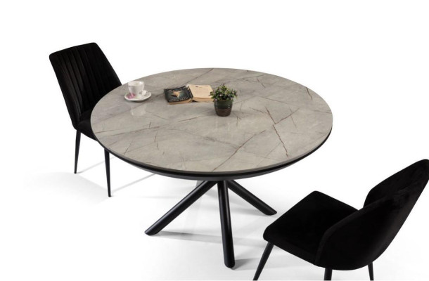 Dining room table Extendable Dining table Round Kitchen Table Wood Gray new