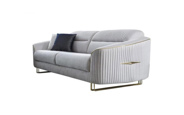 Sofa 3 Seater Upholstered Sofa White Textile Seat Design Couch Modern new