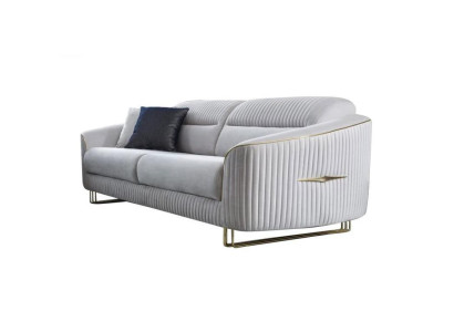 Sofa 3 Seater Upholstered Sofa White Textile Seat Design Couch Modern new