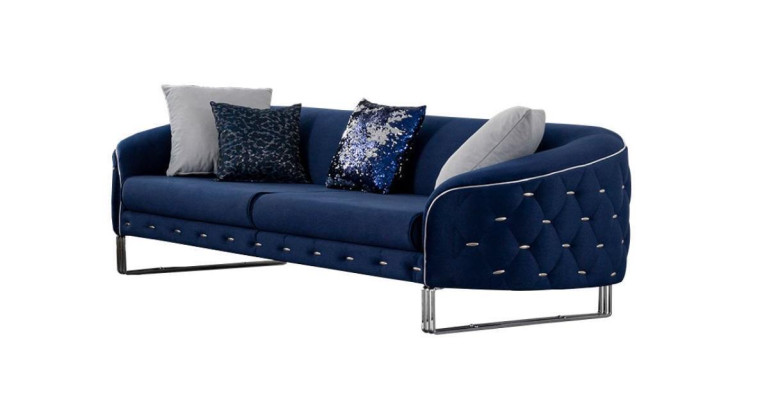 Designer Sofa 3 Seater Chesterfield Couch Upholstery Sofas Design Blue