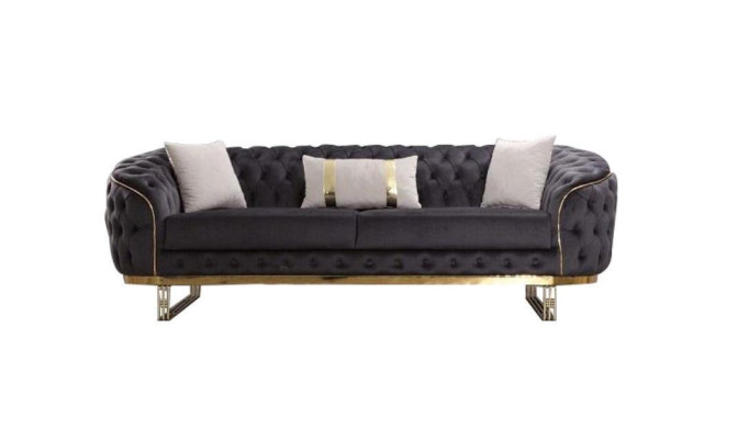 Designer Sofa 3 Seater Textile Couch Upholstery Sofas Design Brown Chesterfield