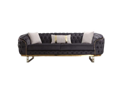 Designer Sofa 3 Seater Textile Couch Upholstery Sofas Design Brown Chesterfield