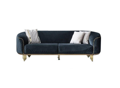 Modern new Sofa 3 Seater Upholstered Sofa Blue Textile Seat Design Couch