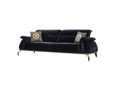 Sofa 3 Seater Black Chesterfield Designer Furniture Living room Sofas Luxury