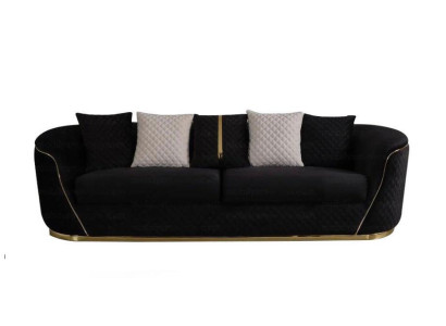 Designer 3 Seater Sofa Luxury Wood Furniture Textile Upholstered furniture Couch Fabric