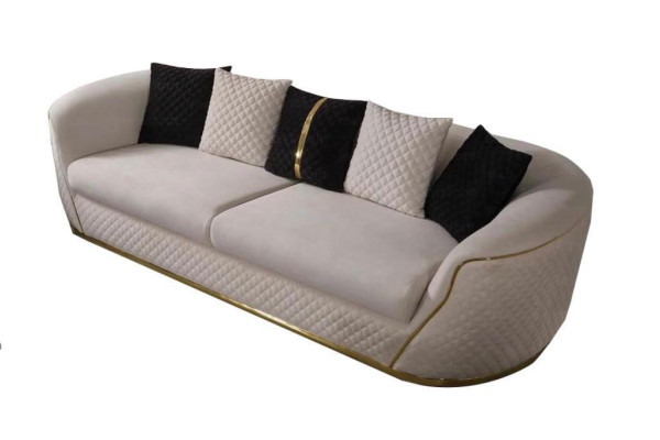 Sofa 3 Seater Design Sofas Upholstery White Textile Relax Modern 235cm