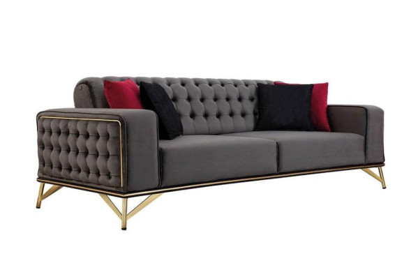 Designer Sofa 3 Seater Chesterfield Couch Upholstery Sofas Design Brown