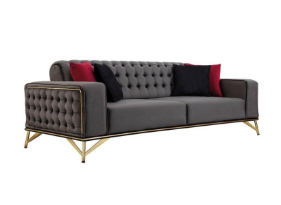 Designer Sofa 3 Seater Chesterfield Couch Upholstery Sofas Design Brown